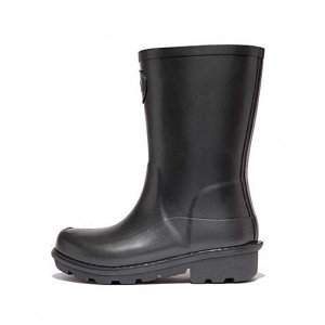 Black Kids' FitFlop WONDERWELLY Pearlized Ergonomic Waterproof Wellington Boots | 5692-EBTUX