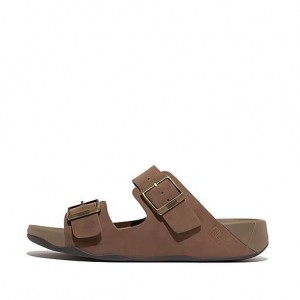 Black Men's FitFlop GOGH MOC Buckle Nubuck Slides | 3482-HUVRB