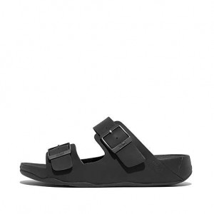 Black Men's FitFlop GOGH MOC Buckle Nubuck Slides | 1785-NFYTQ