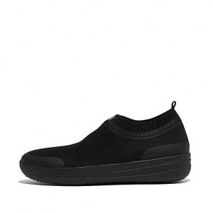 Black Women's FitFlop ÜBERKNIT Slip-On Sneakers | 6940-EFVOX