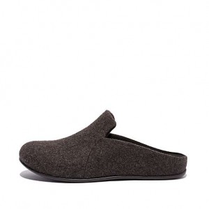 Black Women's FitFlop CHRISSIE II E01 Haus Felt Slippers | 0624-MVEYS