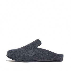 Black Women's FitFlop CHRISSIE II E01 Haus Felt Slippers | 0931-DVXKT