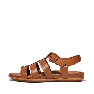 Black Women's FitFlop GRACIE Matt-Buckle Leather Fisherman Sandals | 2674-YXEWJ