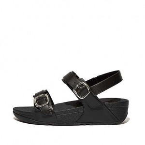 Black Women's FitFlop LULU Adjustable Leather Sandals | 0295-FDYLE