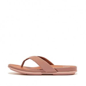 Brown Women's FitFlop GRACIE Leather Flip Flops | 7514-MNFGT