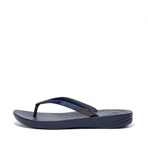 Grey Women's FitFlop IQUSHION Ombré Sparkle Flip Flops | 3140-OTBKV