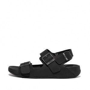 Navy Men's FitFlop GOGH MOC Buckle Nubuck Sandals | 4236-TAWYK