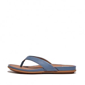 Navy Women's FitFlop GRACIE Leather Flip Flops | 1348-VMYDG