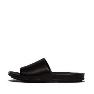 Pink Women's FitFlop GRACIE Leather Slides | 1640-ZLDCB