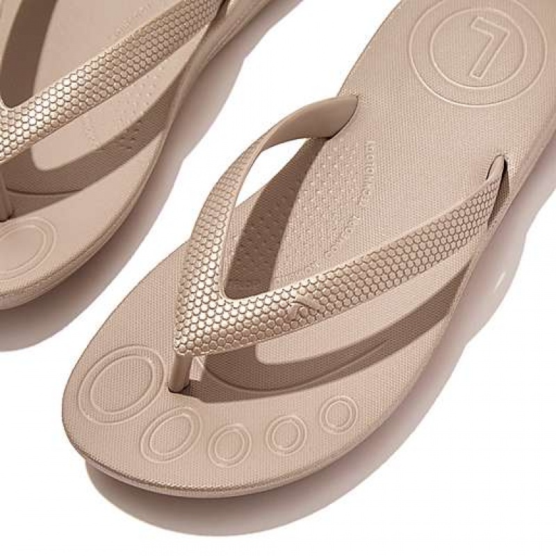 Black Kids' FitFlop IQUSHION Shimmer Ergonomic Flip Flops | 7362-PAUEV