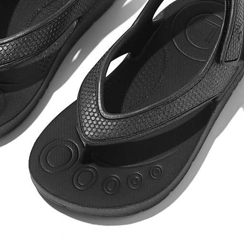 Black Kids' FitFlop IQUSHION Shimmer Ergonomic Back-Strap Flip Flops | 3652-ZNBIF