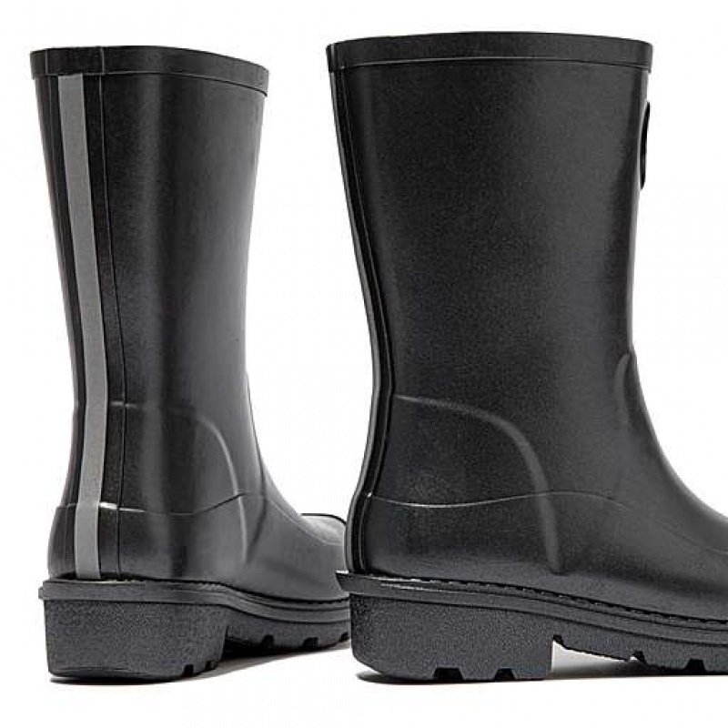 Black Kids' FitFlop WONDERWELLY Pearlized Ergonomic Waterproof Wellington Boots | 5692-EBTUX