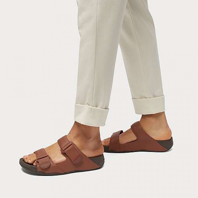 Black Men's FitFlop GOGH Leather Sandals | 6201-KRGTZ