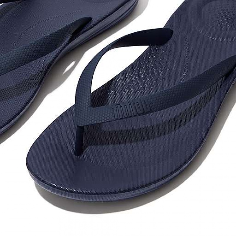 Black Men's FitFlop IQUSHION Ergonomic Flip Flops | 3546-GVTSZ