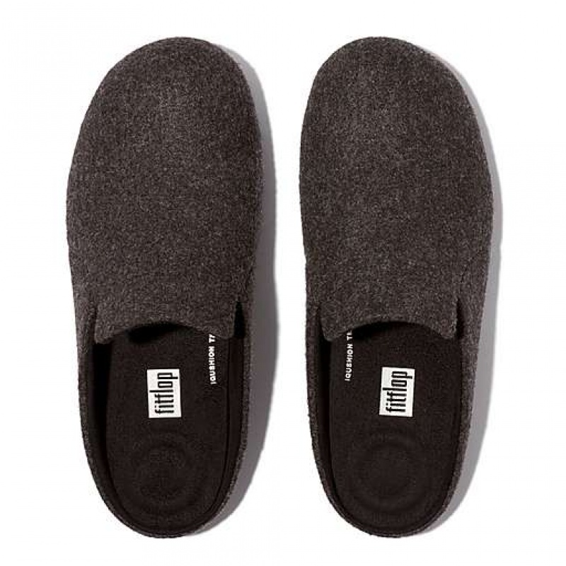 Black Women's FitFlop CHRISSIE II E01 Haus Felt Slippers | 0624-MVEYS