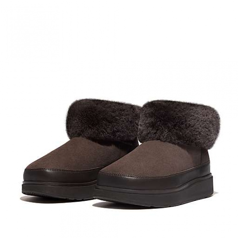 Black Women's FitFlop GEN-FF Mini Double-Faced Shearling Boots | 6835-TICJF