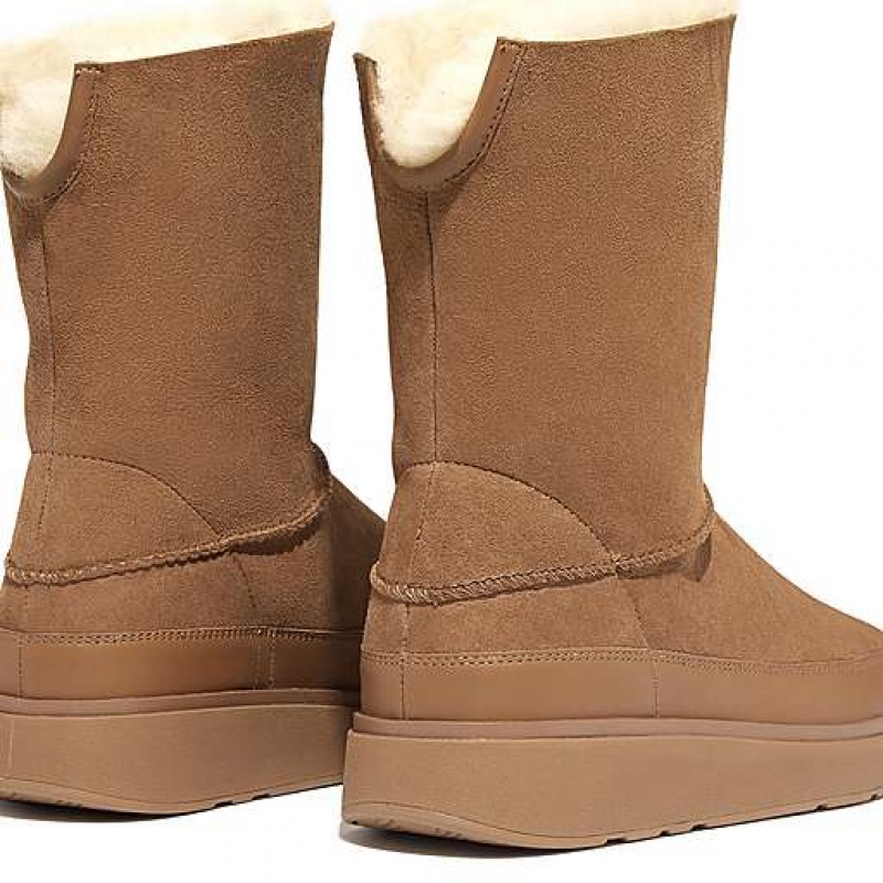 Black Women's FitFlop GEN-FF Short Double-Faced Shearling Boots | 9631-LNXVH