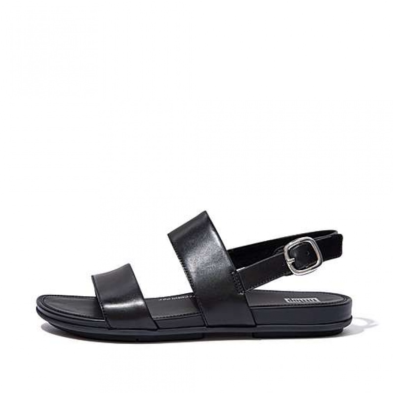 Black Women\'s FitFlop GRACIE Leather Back-Strap Sandals | 2194-HPLAC