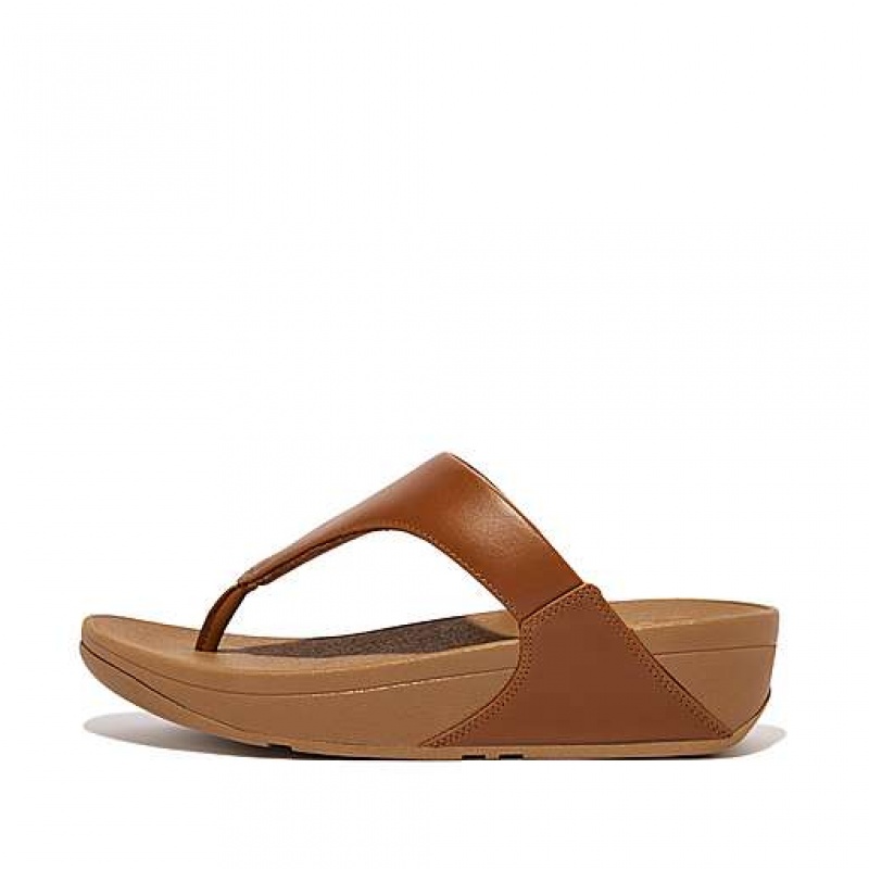 Brown Women\'s FitFlop LULU Leather Toe-Post Sandals | 5401-AZCUO