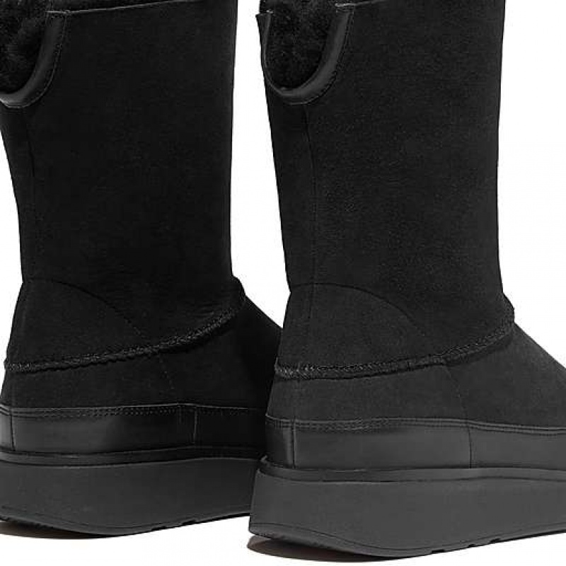 Grey Women's FitFlop GEN-FF Short Double-Faced Shearling Boots | 4179-OCZUD