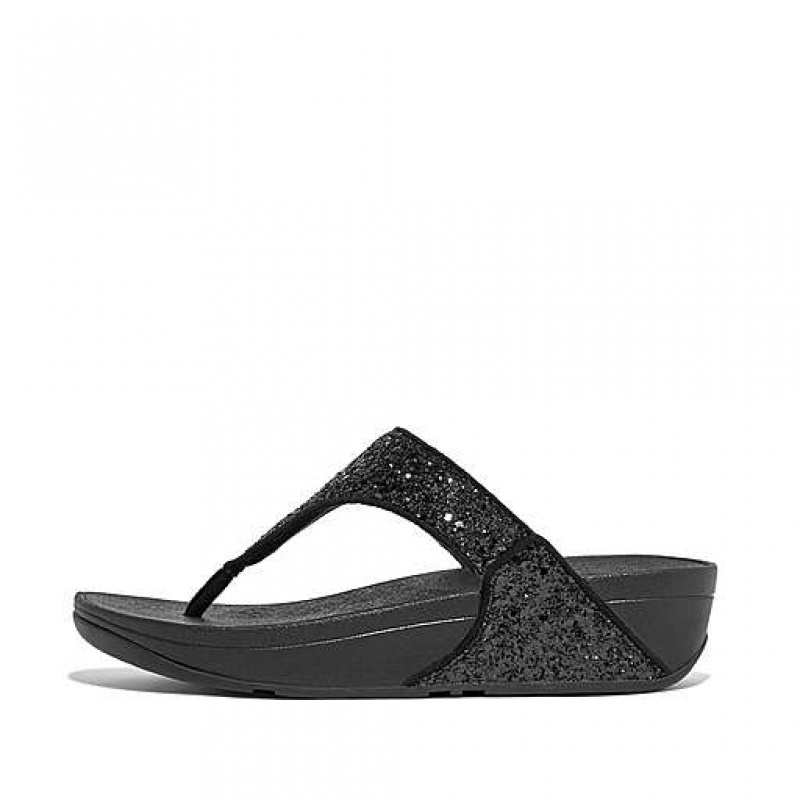 Grey Women\'s FitFlop LULU Glitter Toe-Post Sandals | 4397-HPZFJ