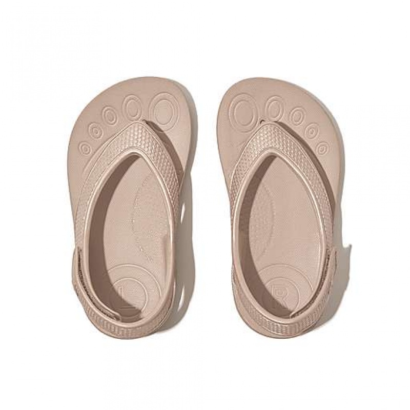 Lemon Kids' FitFlop IQUSHION Shimmer Ergonomic Back-Strap Flip Flops | 3175-XIDOR