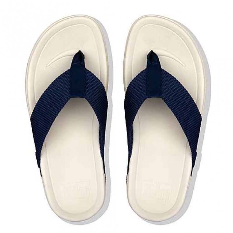 Metal / Stripes / Navy Men's FitFlop SURFER Toe-Post Sandals | 5290-TMYNU