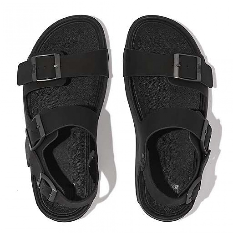 Navy Men's FitFlop GOGH MOC Buckle Nubuck Sandals | 4236-TAWYK