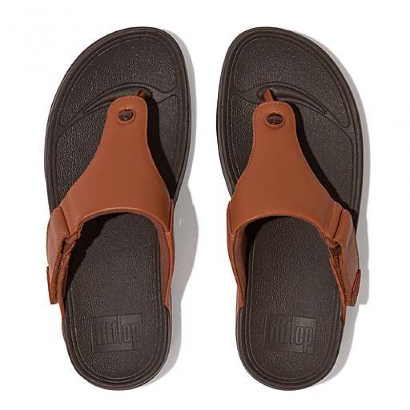 Navy / White Men's FitFlop TRAKK II Leather Flip Flops | 8012-ZDHGI