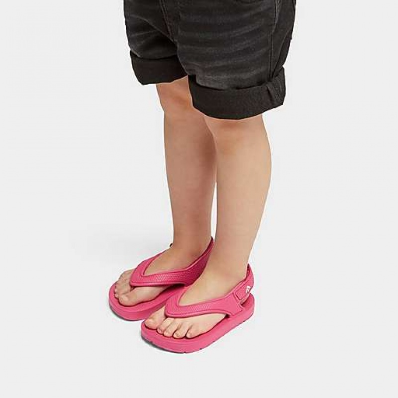 Pink Kids' FitFlop IQUSHION Ergonomic Back-Strap Flip Flops | 6541-AWESI