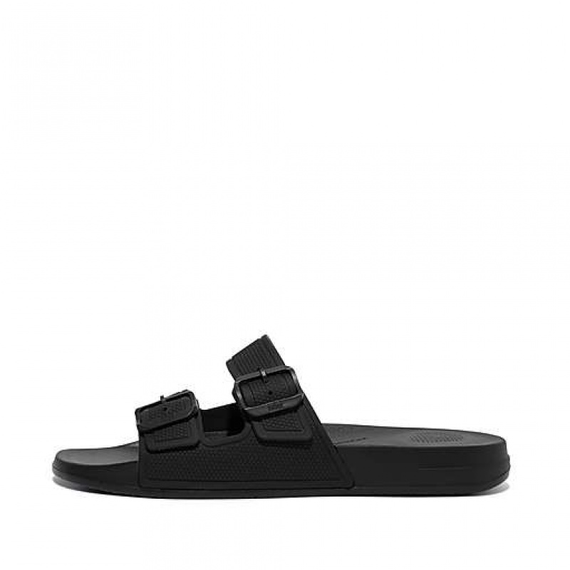 Pink Men\'s FitFlop IQUSHION Two-Bar Buckle Slides | 3985-QWAFJ