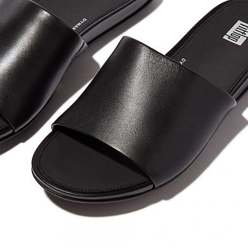 Pink Women's FitFlop GRACIE Leather Slides | 1640-ZLDCB