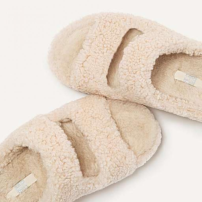 Pink Women's FitFlop SHUV Two-Bar Shearling Slippers | 3976-RZGWD