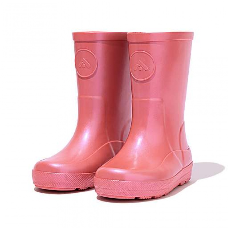 Pink / Black Kids' FitFlop WONDERWELLY Pearlized Ergonomic Waterproof Wellington Boots | 2748-UOIZB