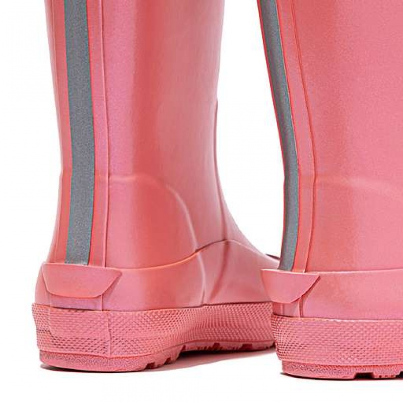 Pink / Black Kids' FitFlop WONDERWELLY Pearlized Ergonomic Waterproof Wellington Boots | 2748-UOIZB