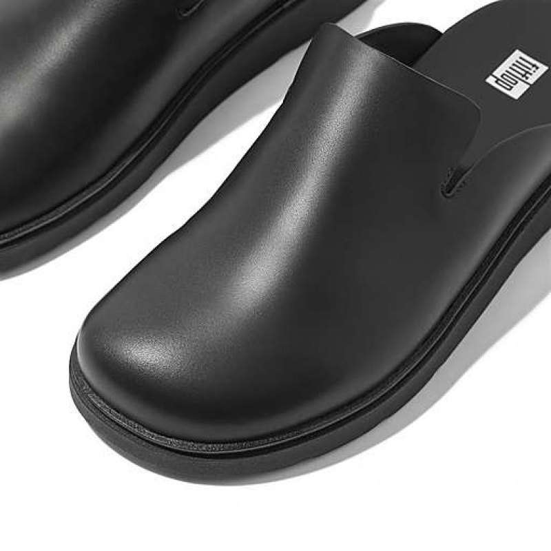 White Men's FitFlop GEN-FF Leather Mules | 3209-FZGTO