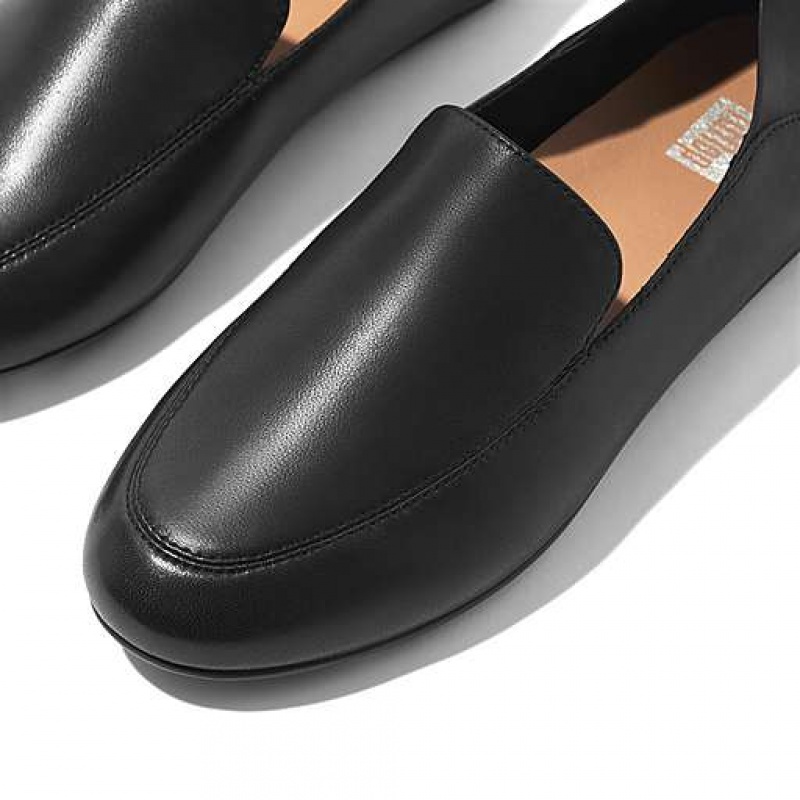 White Women's FitFlop ALLEGRO Crush-Back Leather Flat Shoes | 5186-VFKNG