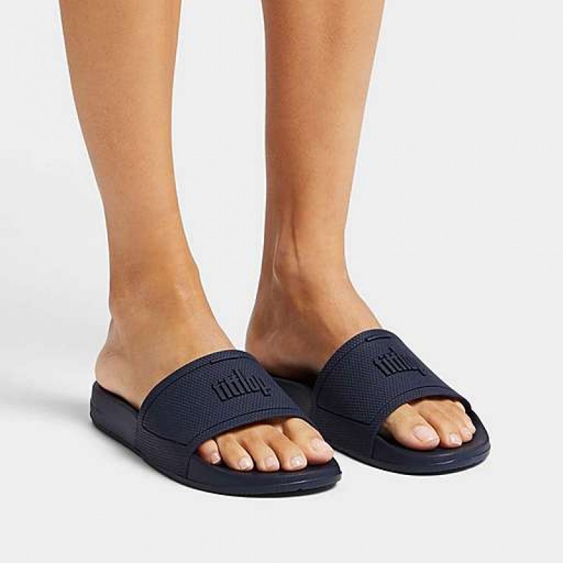 White Women's FitFlop IQUSHION Pool Slides | 8924-MIDZW