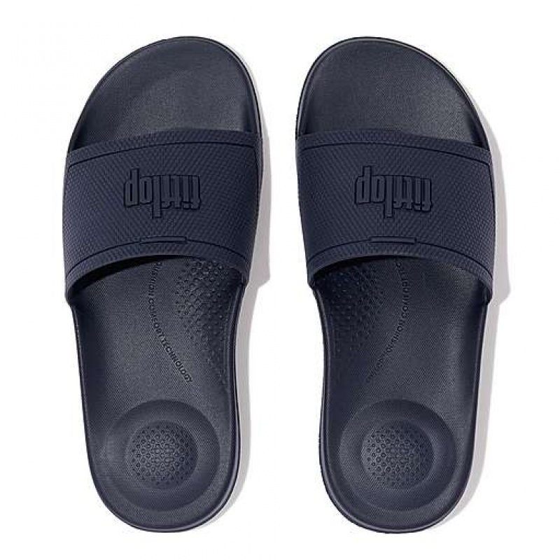 White Women's FitFlop IQUSHION Pool Slides | 8924-MIDZW