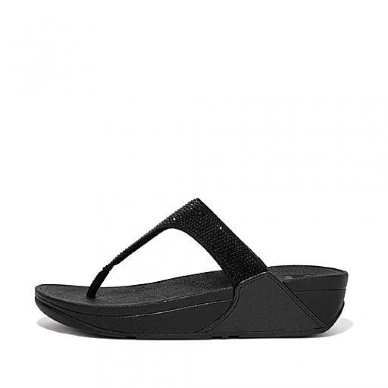 White Women\'s FitFlop LULU Crystal Toe-Post Sandals | 9250-DJQKW