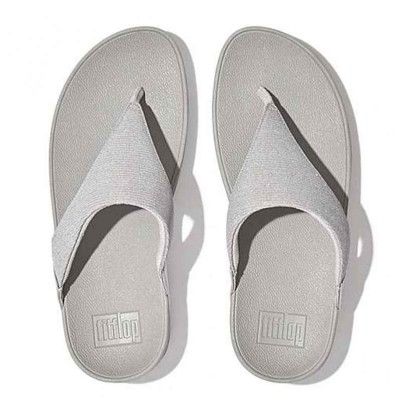 White Women's FitFlop LULU Shimmerlux Toe-Post Sandals | 8453-AZNGS