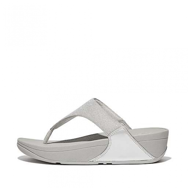 White Women\'s FitFlop LULU Shimmerlux Toe-Post Sandals | 8453-AZNGS